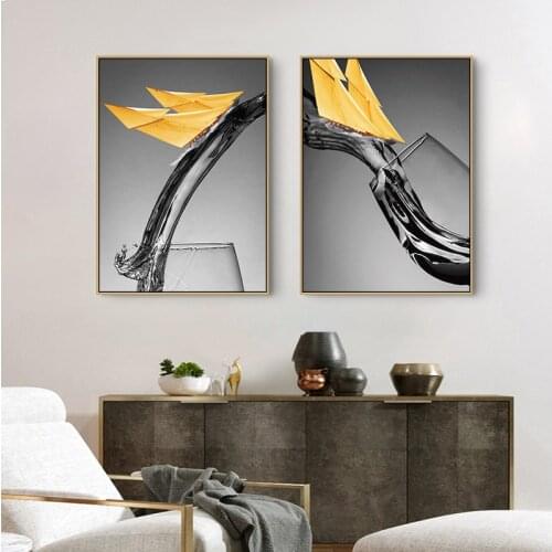 Nordic The cup set sail wall art Canvas Painting posters Prints Abstract art Picture for Living Room Morden Home Decor No Frame