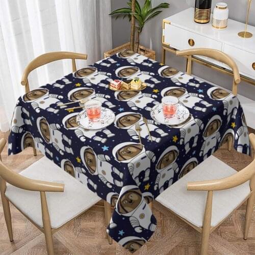 Printed Table Cloth Cartoon Astronaut Space Ship Rectangular Household Dining Room Table Cover Coffee Table For Living Roo