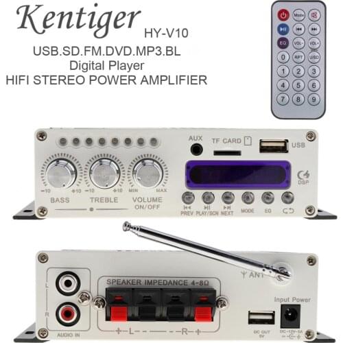 Sale HY-V10 20W x 2 2CH HI-FI Bluetooth Car Audio Power Amplifier FM Radio Player Support SD / USB / DVD / MP3 Input