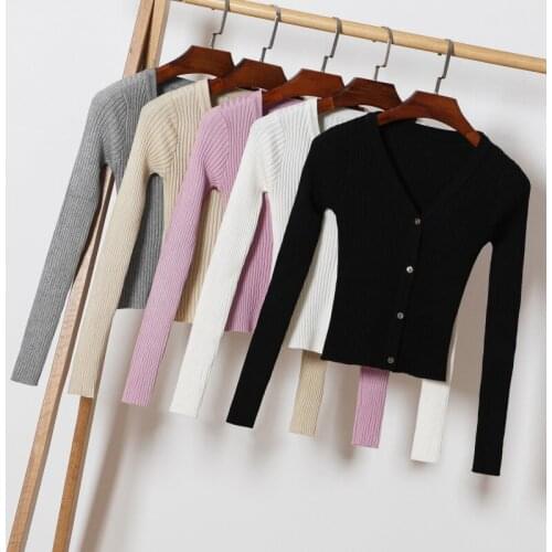 Knit Sweater Cardigan Sweater New Outer V-neck Jacket Pure Color Casual Small Fragrance Thin Coat Women Short Spring And Autumn