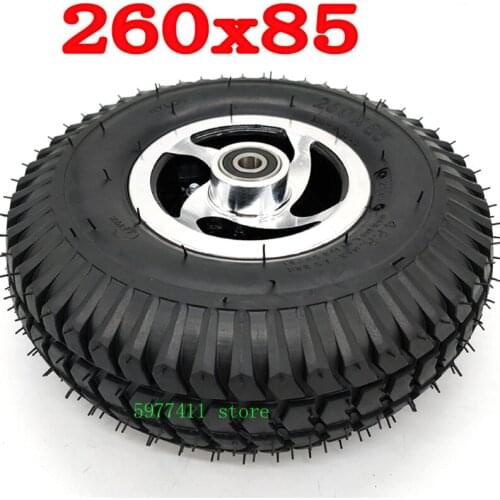 High quality 260x85 inflatable inner and outer tire 3.00-4 with aluminum wheel hub for electric scooter, motorcycle and wheelcha