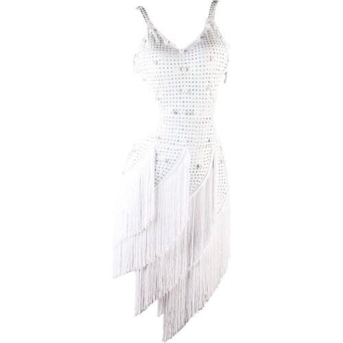 Latin Dance Dress Women Tassel Dance Costumes Performance Wear Outfits Backless