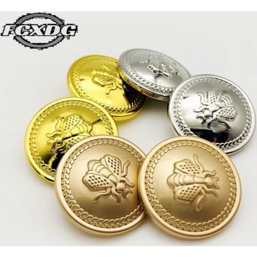 Golden Metal Snap Button Little Bee Design Sewing Accessories Buttons for Clothes 20mm Handmade Sewing Supplies Buttons for Coat
