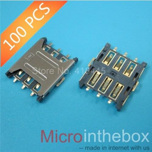 100PCS/LOT Nano SIM card connector holder tray socket SIM connector factory 6 Pins for wearable device smart device