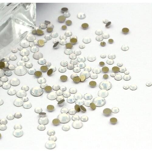 1440Pcs All Sizes Flatback Round Shape Rhinestones Nail Arts Decorations Glue On Nails Crystal Small Dress Bright Stone