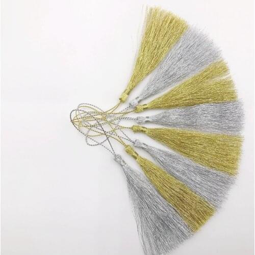 15PCs 13CM Gold/Silver Polyester Tassel Fringe Silk Thread Long Tassels Decorative For Jewelry DIY Chinese Knot Curtains Clothes