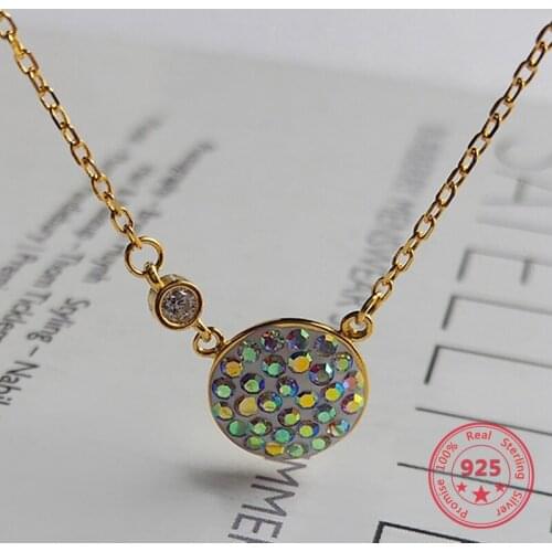 2019 New Designer Silver 925 Fashion Colorful Crystal Pendant Necklace Women Jewelry