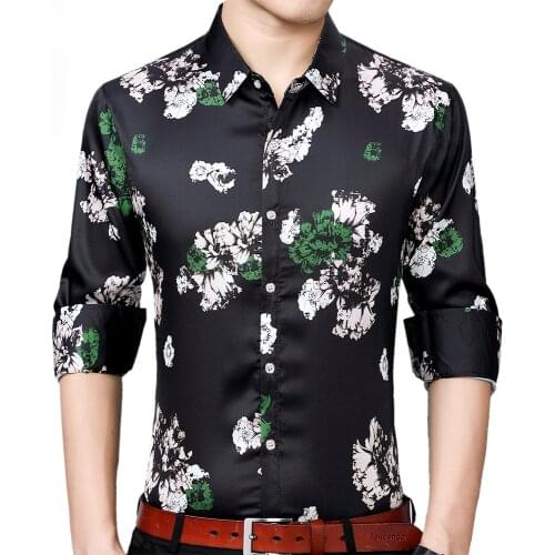 2021 Brand New Long Sleeve Men Social Shirt Streetwear Casual Floral Shirts Dress Mens Slim Regular Fit Clothes Fashions