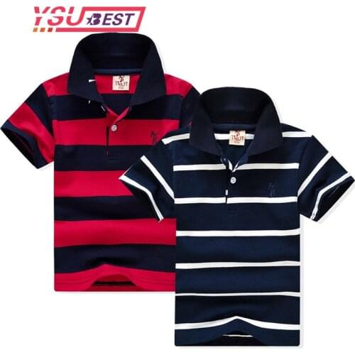 2021 Boys Shirts Tees New 10 Color Summer Fashion Striped Short Shirts Children Infant Kid Boys Turn-down Collar T-shirt Tops