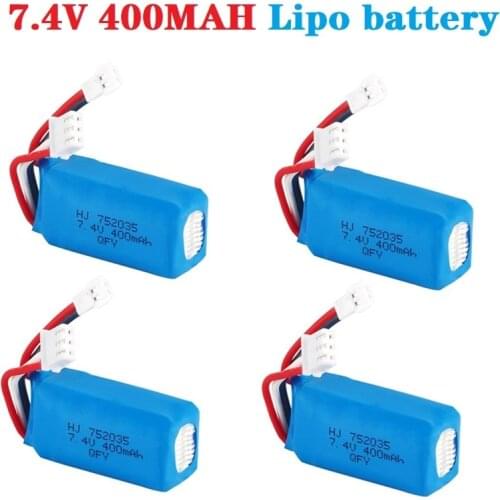 1/2/3/5pcs 7.4v Battery For DM007 RC Airplane Quadcopter Drone Helicopter Toy Spare Parts 7.4V 400MAH Lipo Battery XH2.54 Plug