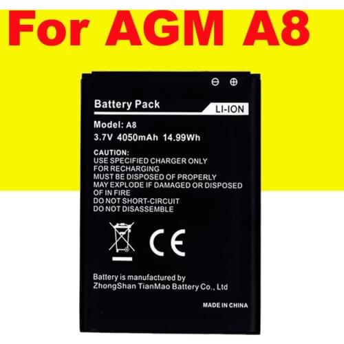 Battery for AGM A8 A1 Q,4050mAh New Back up Batteries Replacement For AGM A8 SE Smart CellPhone li-ion Battey