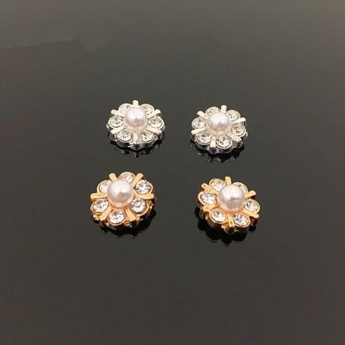 BT310 12mm)5pcs alloy silver or gold flatback diamond hair bow buttons