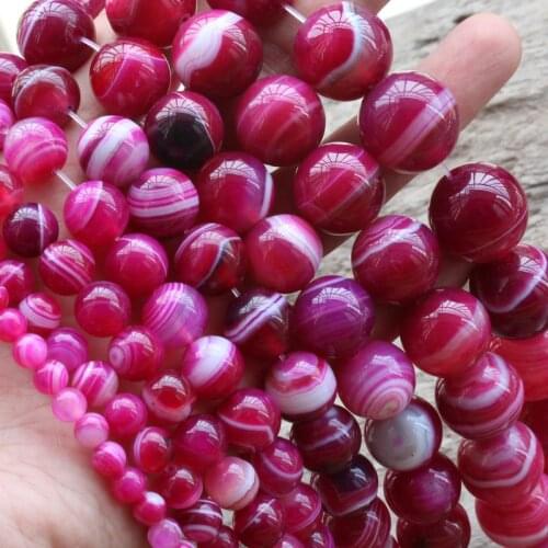 4-14mm Natural Round Pink Banded Agates Stripe Onyx beads For Jewelry Making Beads 15'' Needlework DIY Beads Trinket
