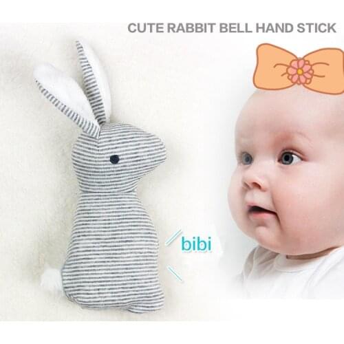 Baby 0-12 Months cute rabbit hand stick grab bar rattle toys BB Sound plush toy Soothe Doll Gift Hand Bells