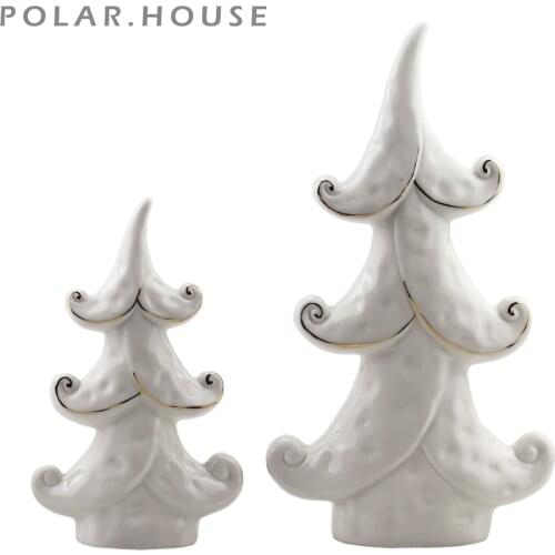 Porcelain Tree Figurines Ceramic Tree Statue Home Decoration Gold Plating Ornament Christmas Tree Figure Hot On Sale New Arrival