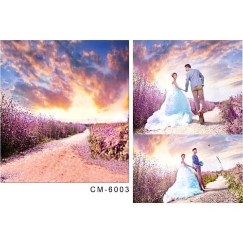 Photographic Camera Background Lavender Field Small Flower Road For Wedding Photo Shoots Romantic Real Backdrop for Photo Studio
