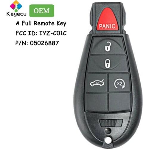 KEYECU OEM Smart Remote Car Key With 4+1/ 5 Buttons - FOB for Dodge Charger Challenger Magnum, FCC ID: IYZ-C01C, P/N: 05026887
