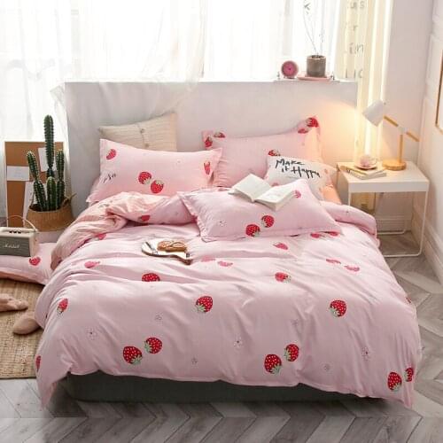 Strawberry 3/4pcs Bedding Sets girls kids fashion Duvet Cover Bed Sheets Pillowcases twin queen king Comforter cover bedclothes