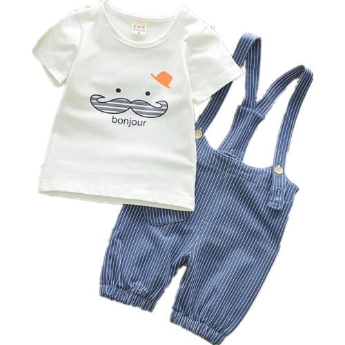 Summer new Childrens Clothes Sets Short sleeves and Bib pants 2 pieces Boys and girls Kids Clothing sets Baby clothes