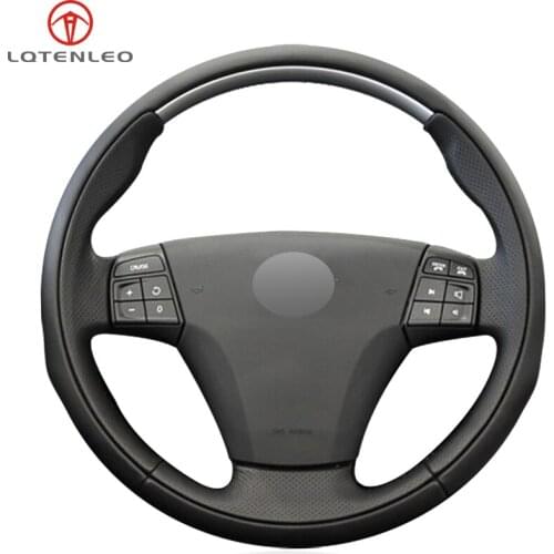 LQTENLEO Black Artificial Leather Hand-stitched Car Steering Wheel Cover For Volvo C30 2006-2013 C70 2008-2010
