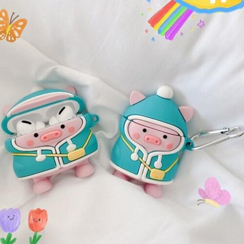 For Airpods Pro 3D Cute Cartoon Cotton Padded Jacket Pig Case for Apple Airpods 1 2 3 Backpack Piggy Wireless Earphone Cover Box
