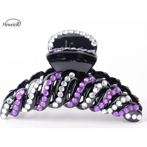 Fashion Women Lady Plastic Rhinestone Crystal Stones Hair Crab Claws Clamp Clip Accessories