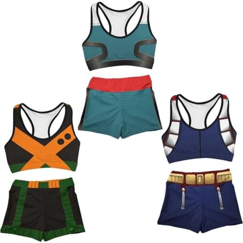 My Hero Academia Bakugou Katsuki Midoriya Izuku Cosplay Gym Sports Underwear Swimsuit Beach Shorts Vest Swimming Pants Costumes