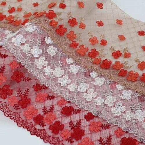 Soft Embroidered Flower Mesh Lace Fabric DIY Skrit Curtain Dress 18.5cm Wide 10yards Sewing Accessories V2768