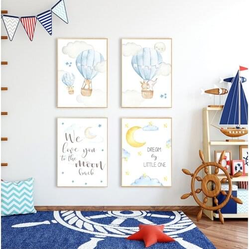 Wall pictures for girls baby boy decoration bedroom poster animal Elephant nursery print art decor paintings canvas livingroom