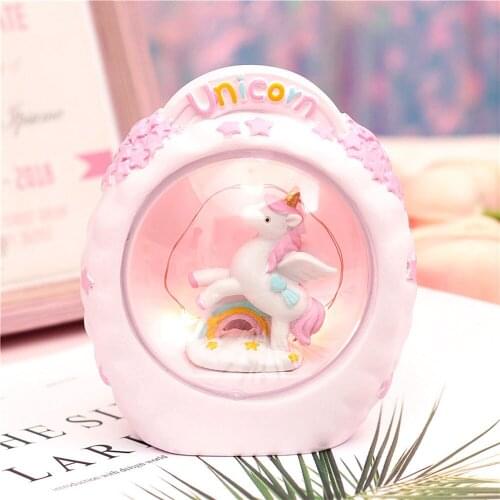NEW Creative Unicorn Star Night Light Girls Toys Ornaments Figure Doll Model Car Accessories Kids Decor Xmas Birthday Gift