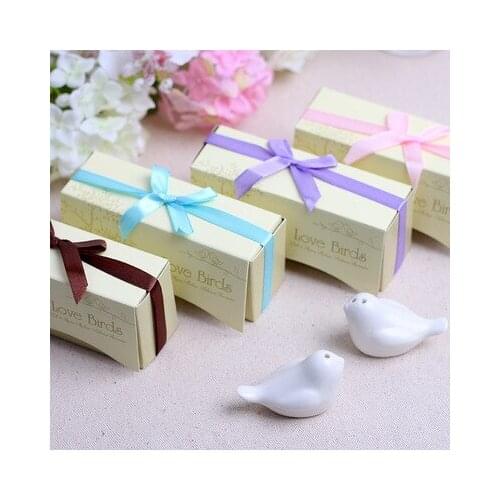 New cute wedding gift love ceramic bird salt pepper wedding gift party decoration souvenir 20 pieces/batch (10 boxes)