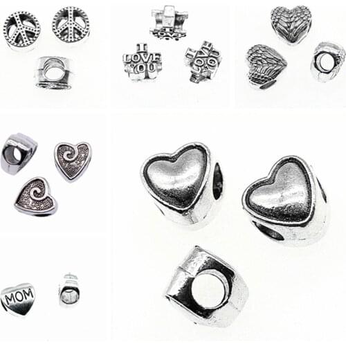 Wecharms bulk charms for jewelry making kit pendant diy jewelry accessories Heart Shape Big Hole Beads