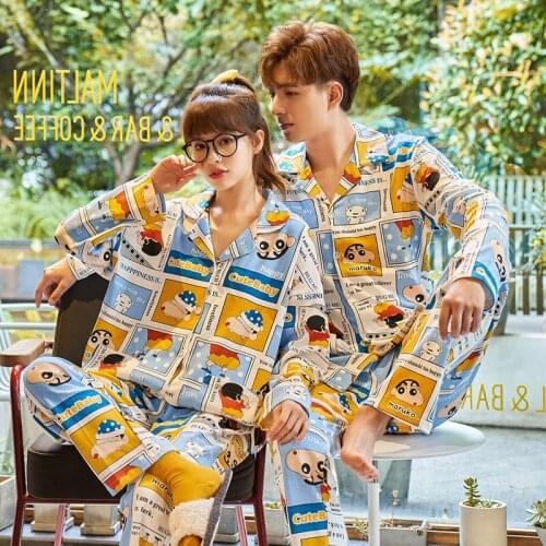 Couples Pajamas Women Spring And Autumn Cotton Full Sleeve Cartoon Cute Sweet Loose Mens Homewear Set