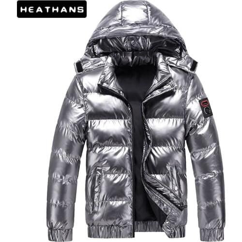 -20 Degree Bright Leather Winter Parkas Mens Jackets Casual Parka Waterproof Thicken Warm Outwear Male Hooded Coat Men Clothing