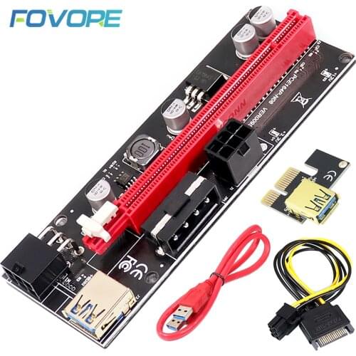 New PCI-E pcie Riser 009 Express 1X 4x 8x 16x Extender PCI E USB Riser 009S GPU Dual 6Pin Adapter Card SATA 15pin for BTC Miner