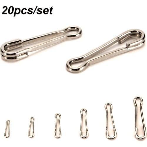 20Pcs/Set Durable Stainless Steel Fishing Hanging Snap Line Tackle Fast Lock Barrel Swivel Connector Durable Fishing Tools