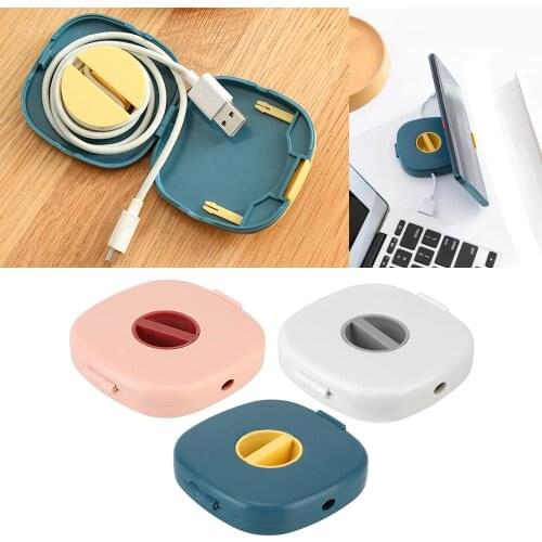 Rotatable Wire Organizer Box Phone Holder Portable Home Storage Box For Charging Data Line Cable Winder