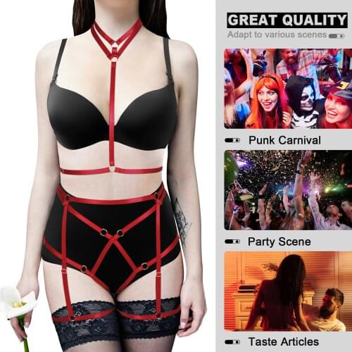 Harajuku Full Body Harness For Women Fetish Chest Harness Women Sexy Lingerie Bondage Cage Sculpting Harness Suspenders Belt