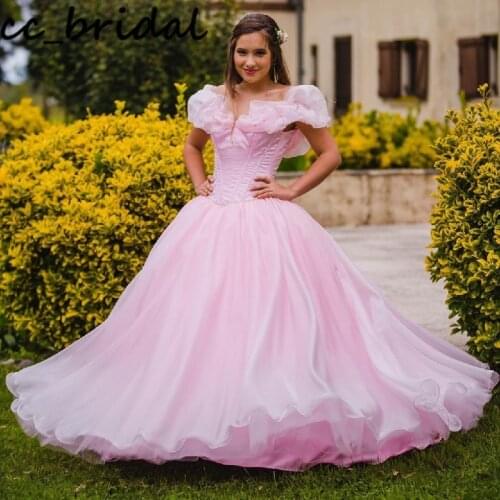 Puffy Ball Gown Quinceanera Dresses 2020 Sexy Off Shouder Long Sweet 16 Dress Formal Plus Size vestidos de festa de 15 anos