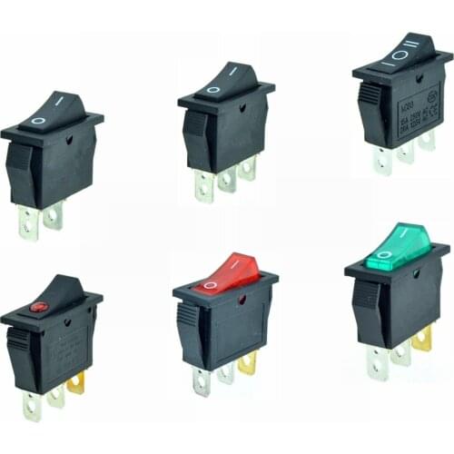 Rocker Switches 2 Pin 3 Pin ON/OFF ON/OFF/ON SPST SPDT Black Red Green Dot Light Boat Switch 2 Position 28X10mm Mount 15A 250V
