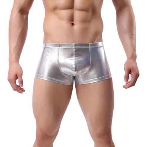 Fashion Men Boxers Fashion Club Men Patent Leather Boxers U Convex Underwear Underpants Shorts 2021