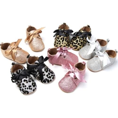 Leopard Kid Baby First Walkers Shoes 2020 Spring Infant Toddler Shoes Girls Casual Shoes Soft Bottom Non-slip Princess Bow Shoes