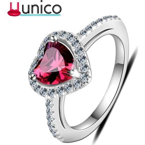 UUNICO 925 sterling silver heart-shaped ring 1 carat Imitation drill ring wedding girlfriend & lover engagement jewelry