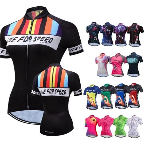 Cycling Jersey Womens Summer MTB Mountain Bike Top Shirt Short Sleeve Bicycle Clothes Outdoor Sport Racing Sportswear CD7013