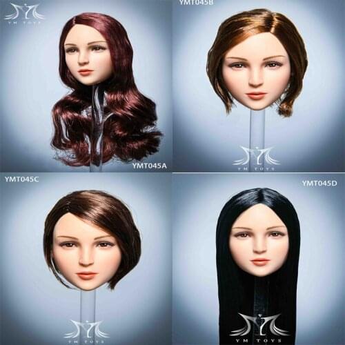 YMTOYS YMT045 1/6 Scale Female Hair Transplant Head Sculpture Fit 12" Female Soldier Action Figure doll