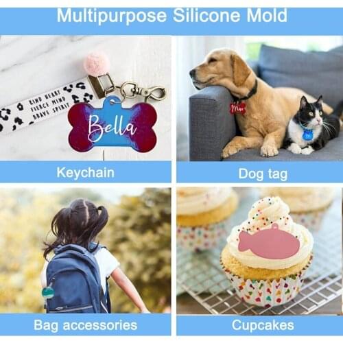 Mirror Cat Head Keychain Silicone Mould Small Fish Tag Mould Diy Chocolate Cake Decoration Crystal Epoxy Mould T84A