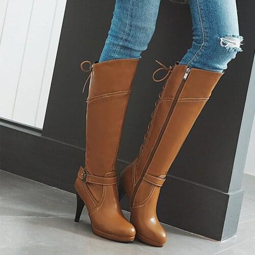 SARAIRIS 2018 Wholesale plus size 31-48 Customized Boots Women Woman Shoes High Heels Knee High Boots Shoes Women
