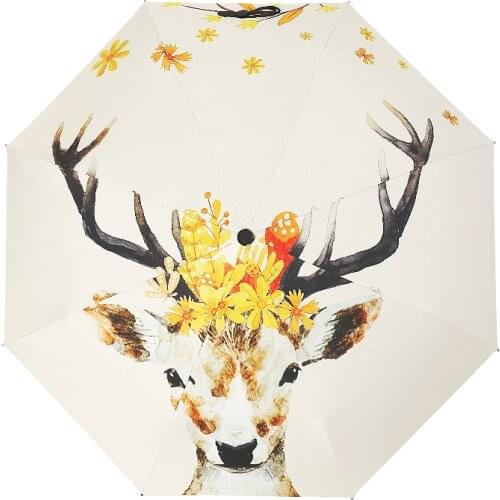 Wholesale Fashion Folding elk Umbrella Rain Women Men Mini Pocket Parasol Girls Anti-UV Waterproof Portable Travel UMBRELLAS