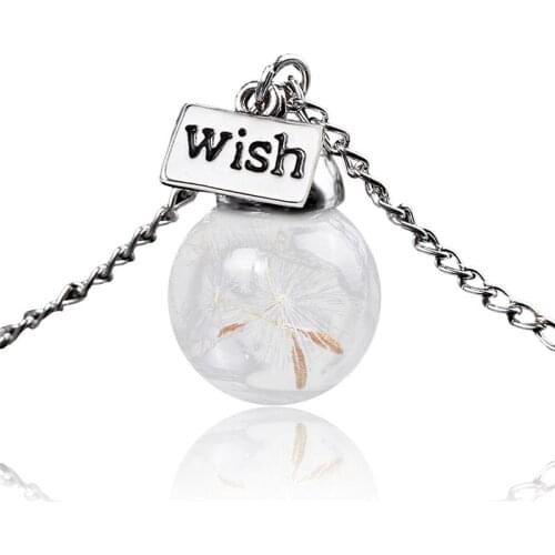 1pc Elegant Women Necklace Fashion Creative Dandelion Decor Glass Ball Pendant Necklace Jewelry Accessories For Women Girls