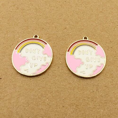 10pcs 21x23mm enamel rianbow don't give up charm for jewelry making and crafting earring charm fashion pendant